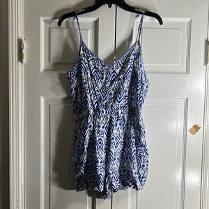 Blue and White Patterned Romper